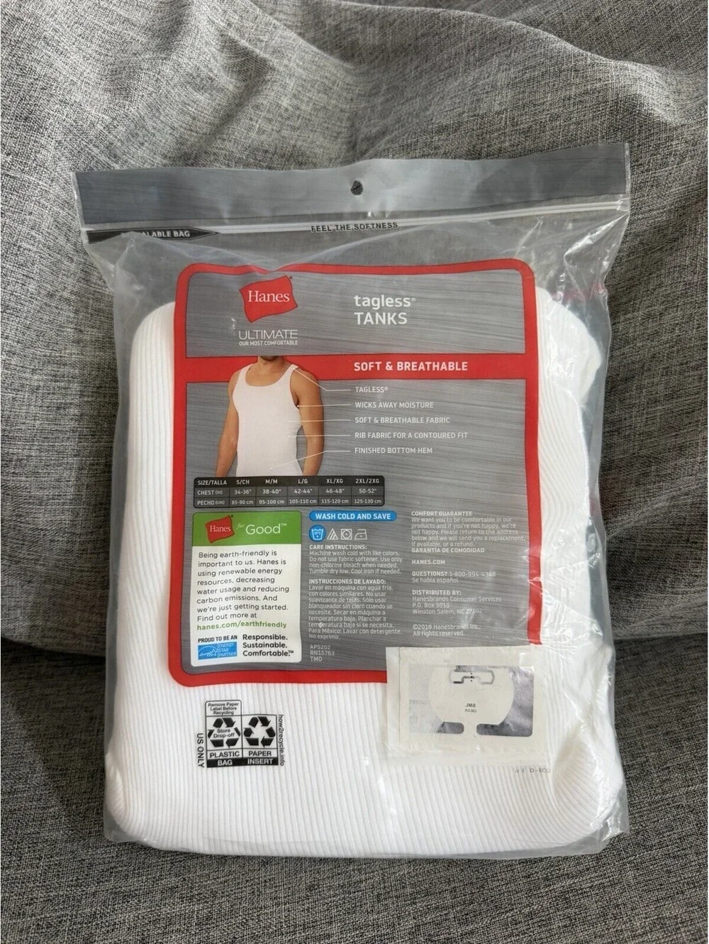Hanes Ultimate Tagless Tanks Mens Small White 7 Pack Tank Top Pullover Soft New